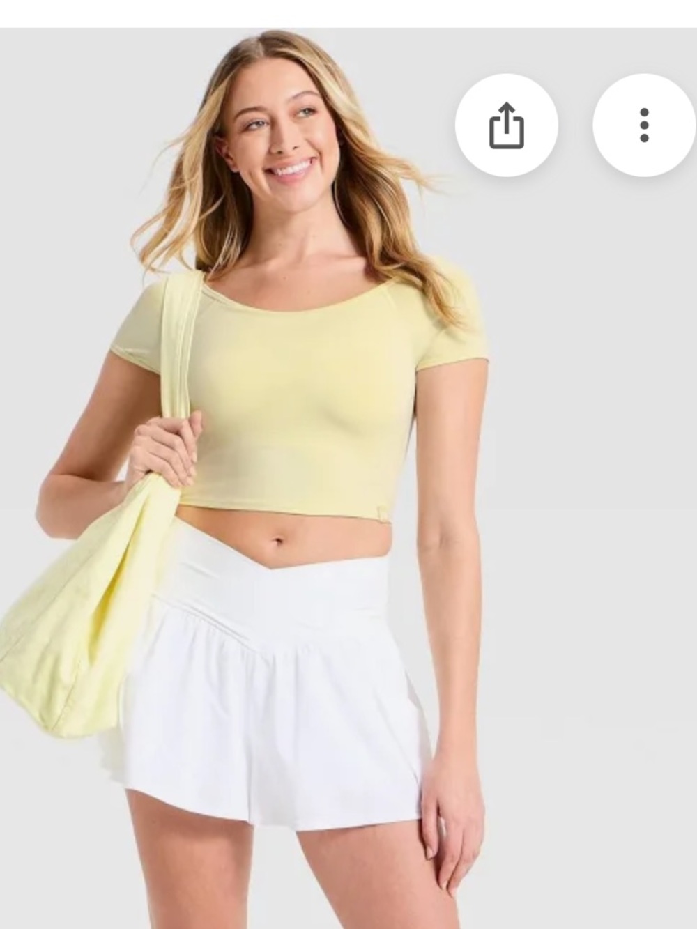 JoyLab Pale Yellow Crop Top & Floral Shorts set - Picture 2 of 2